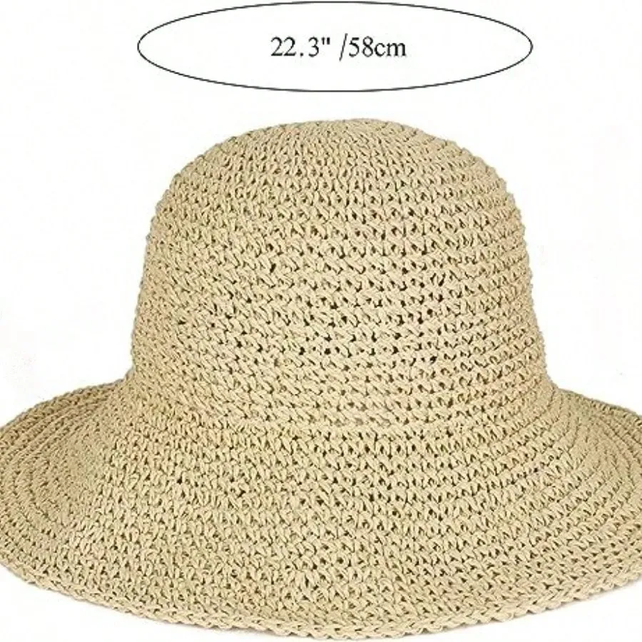 1pc Handmade Summer Sun Hat Women's Sunscreen Beach Hat Holiday Straw Hat With Wide Brim, Fishing Hat