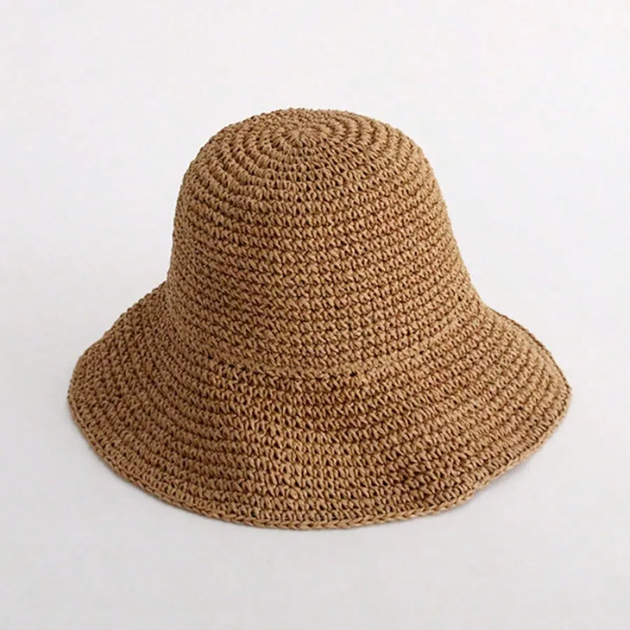 1pc Handmade Summer Sun Hat Women's Sunscreen Beach Hat Holiday Straw Hat With Wide Brim, Fishing Hat