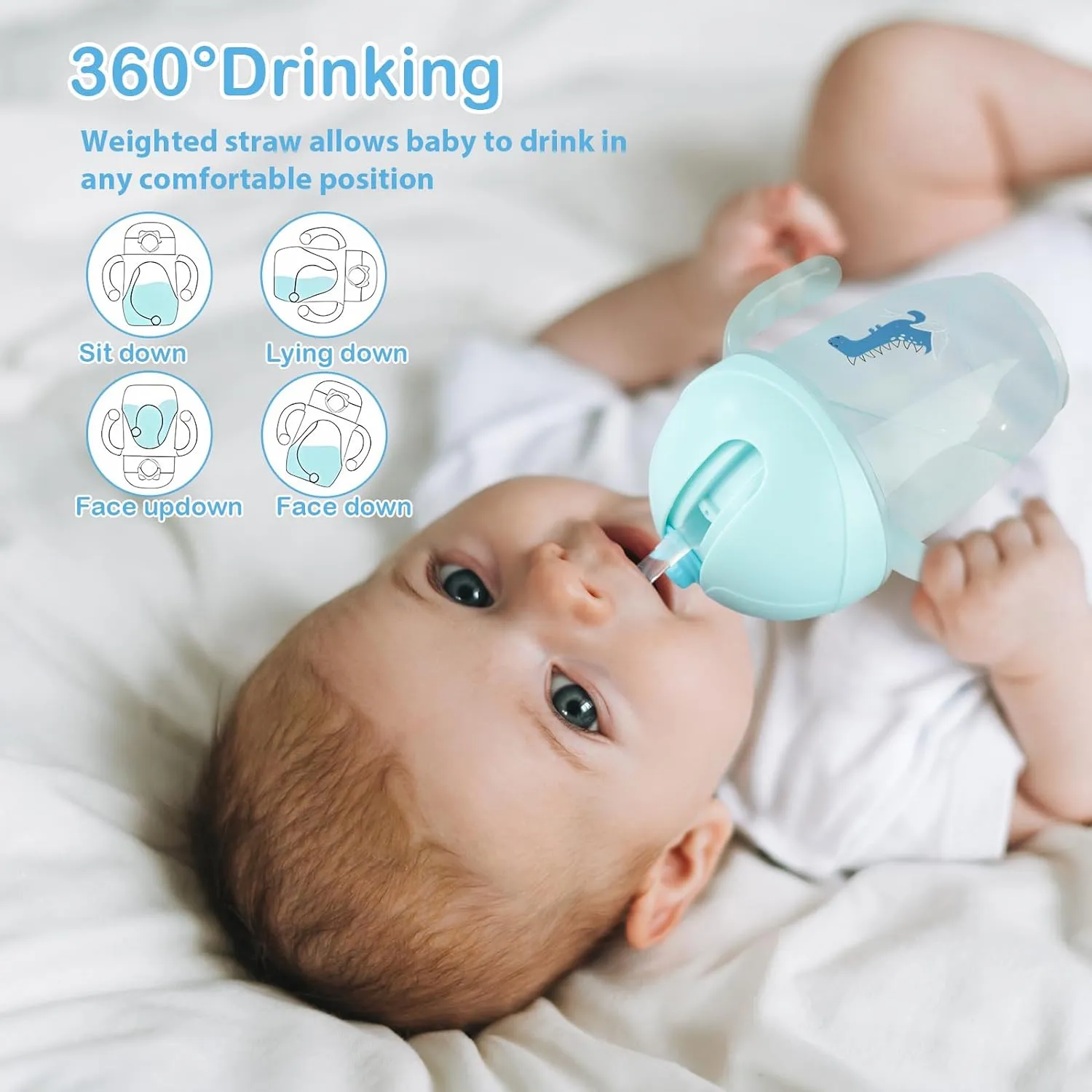 2 Handle Baby Training Sippy Cup with Straw 300ml