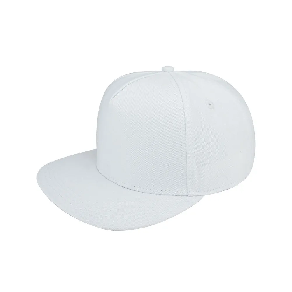 5 Panel Flat Bill Snapback Cap