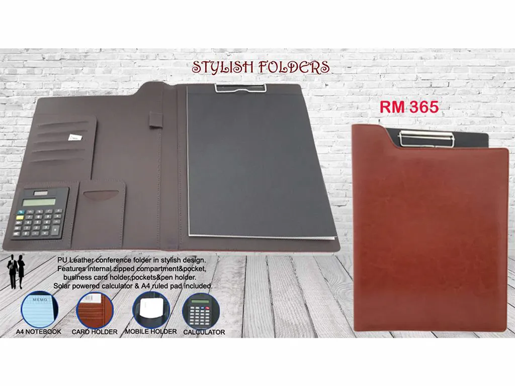 AMS-RM-365 - PU leather clip folder