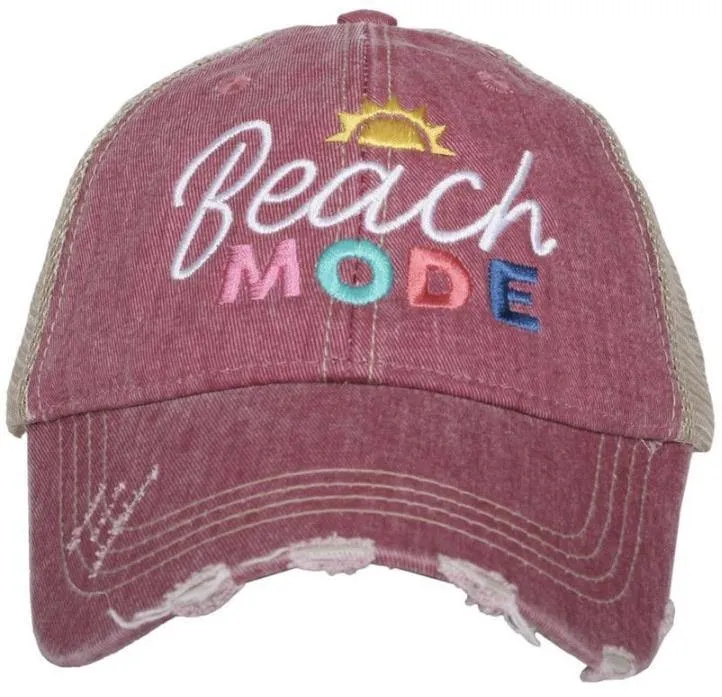 Beach hats Beach mode Personalize Embroidered distressed trucker caps 3 colors