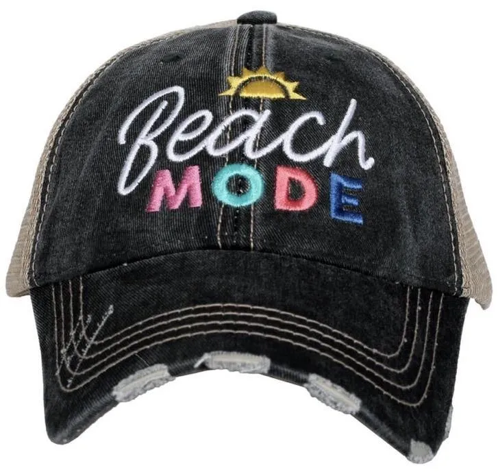 Beach hats Beach mode Personalize Embroidered distressed trucker caps 3 colors