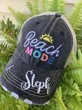 Beach hats Beach mode Personalize Embroidered distressed trucker caps 3 colors