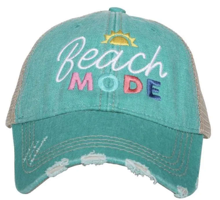 Beach hats Beach mode Personalize Embroidered distressed trucker caps 3 colors