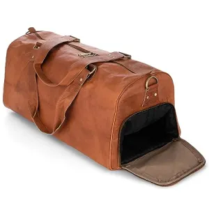 Berliner Bags Vintage Leather Duffle Bag Oslo for Travel or the Gym, Overnight Bag for Men and Women, Brown with Shoe Compartment