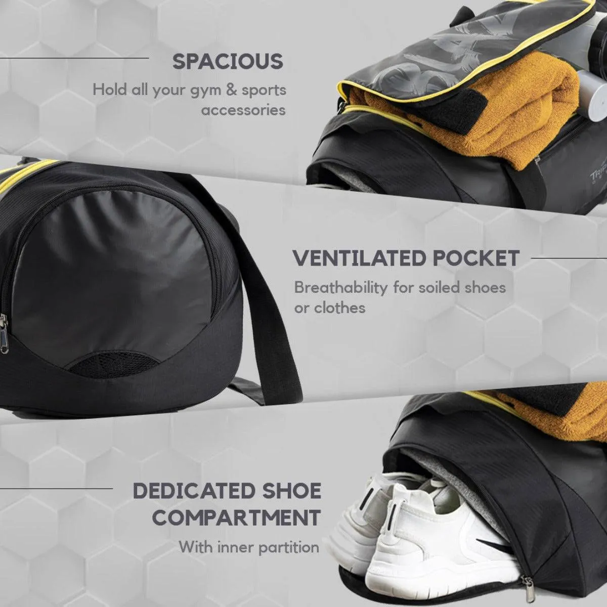 Blaze Gym & Sports Duffel Bag - Black   Yellow