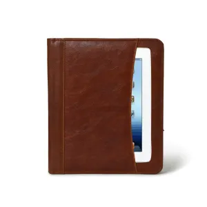 Brown Premium Leather Padfolio with Card and Pen Holders