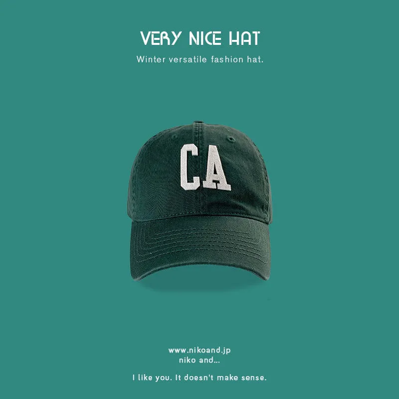 CA letter soft-top baseball cap Internet celebrity street shooting small duck cap for women spring and summer