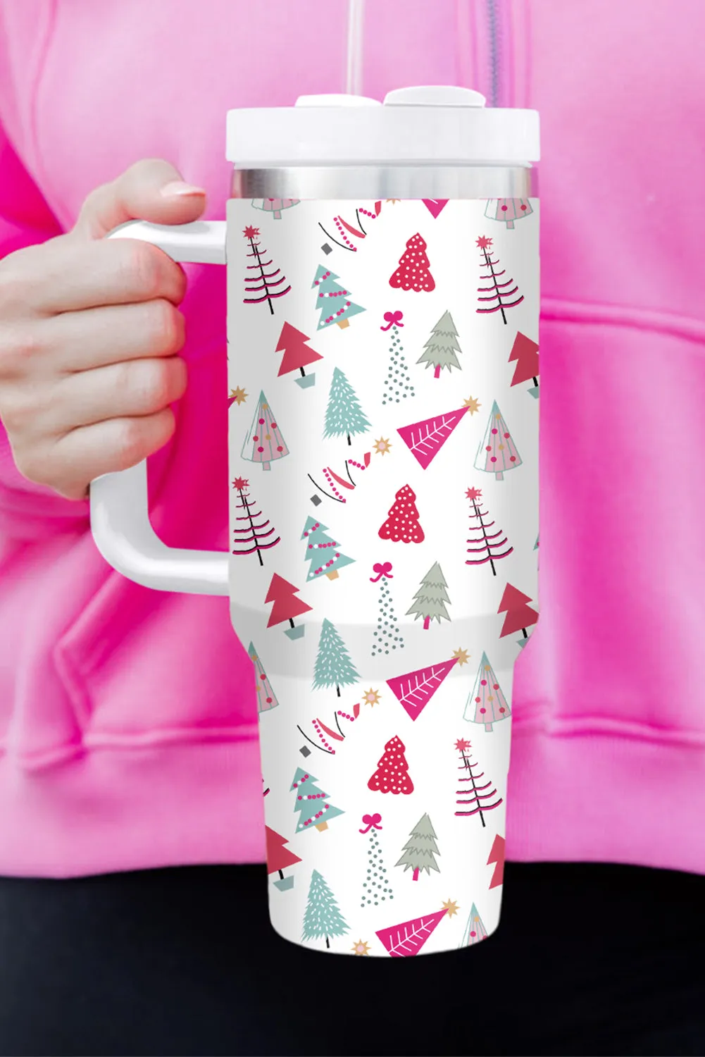 Cartoon Christmas Tree Printed Thermos Cup Holiday Christmas Gifts