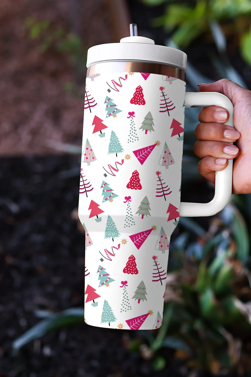 Cartoon Christmas Tree Printed Thermos Cup Holiday Christmas Gifts