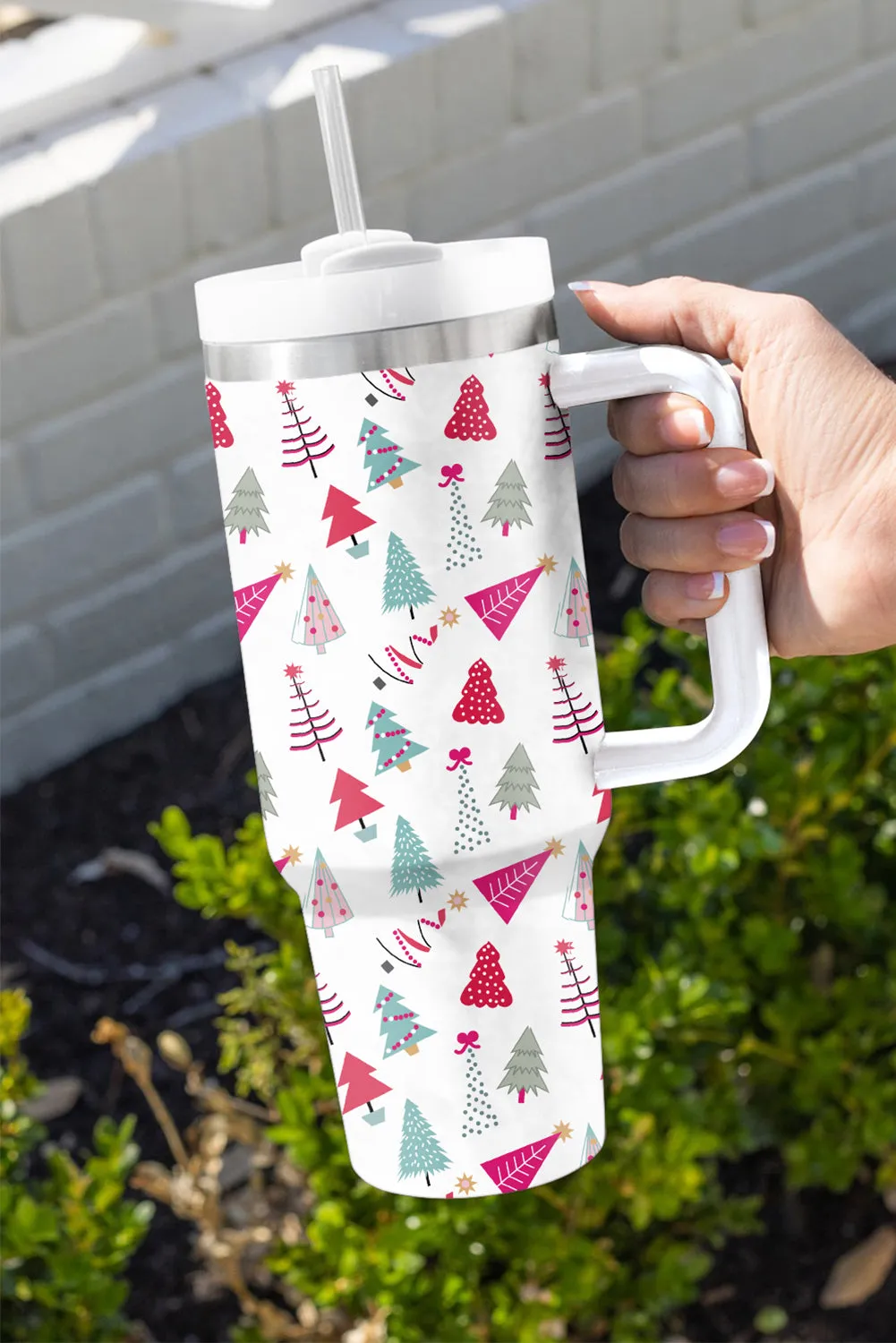 Cartoon Christmas Tree Printed Thermos Cup Holiday Christmas Gifts