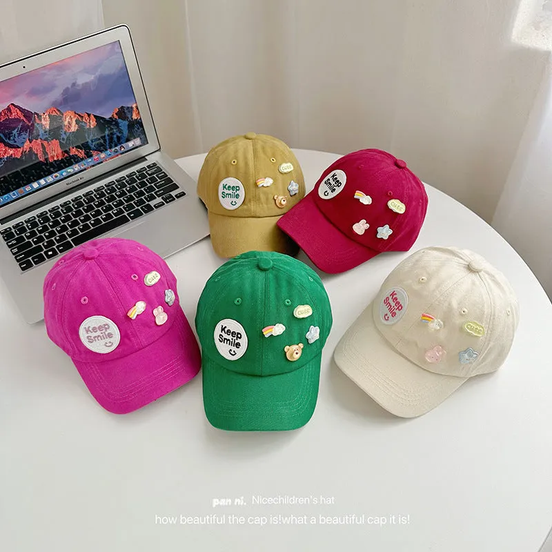 Cartoon letter bear baseball cap children's autumn style cap for boys and girls cute autumn children's hat