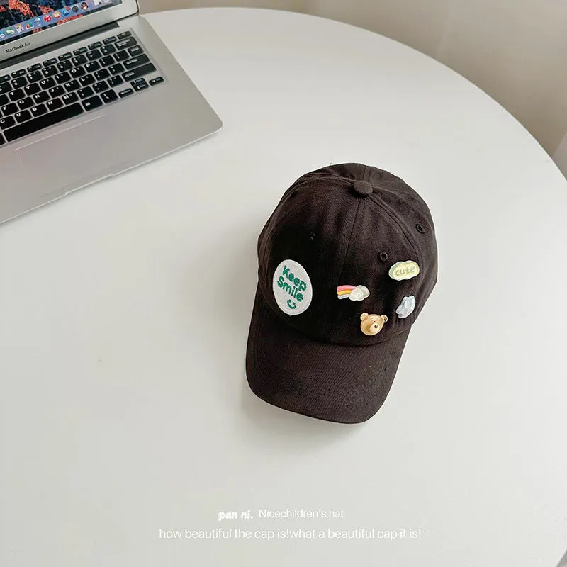 Cartoon letter bear baseball cap children's autumn style cap for boys and girls cute autumn children's hat