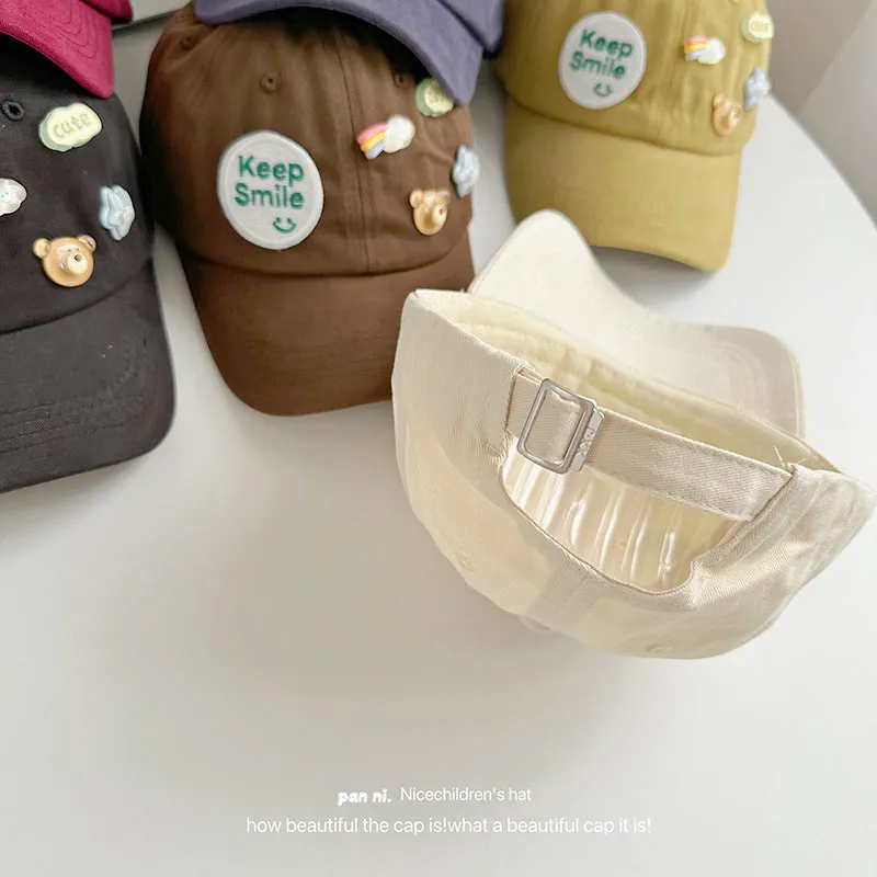 Cartoon letter bear baseball cap children's autumn style cap for boys and girls cute autumn children's hat