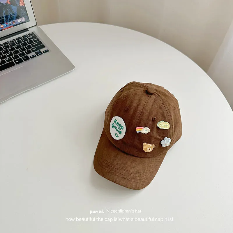 Cartoon letter bear baseball cap children's autumn style cap for boys and girls cute autumn children's hat