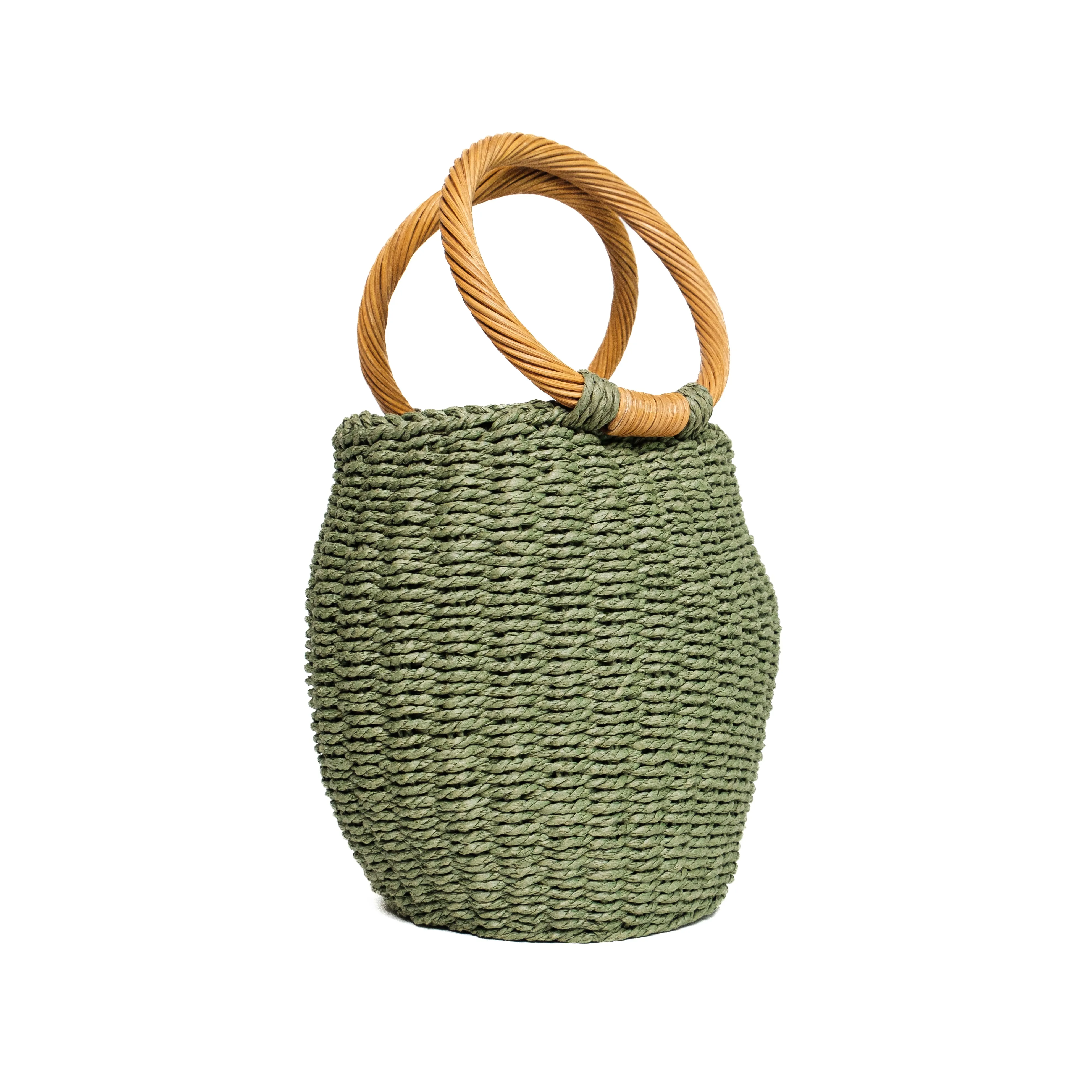 Chokore Straw Pot-shaped Bag (Green)