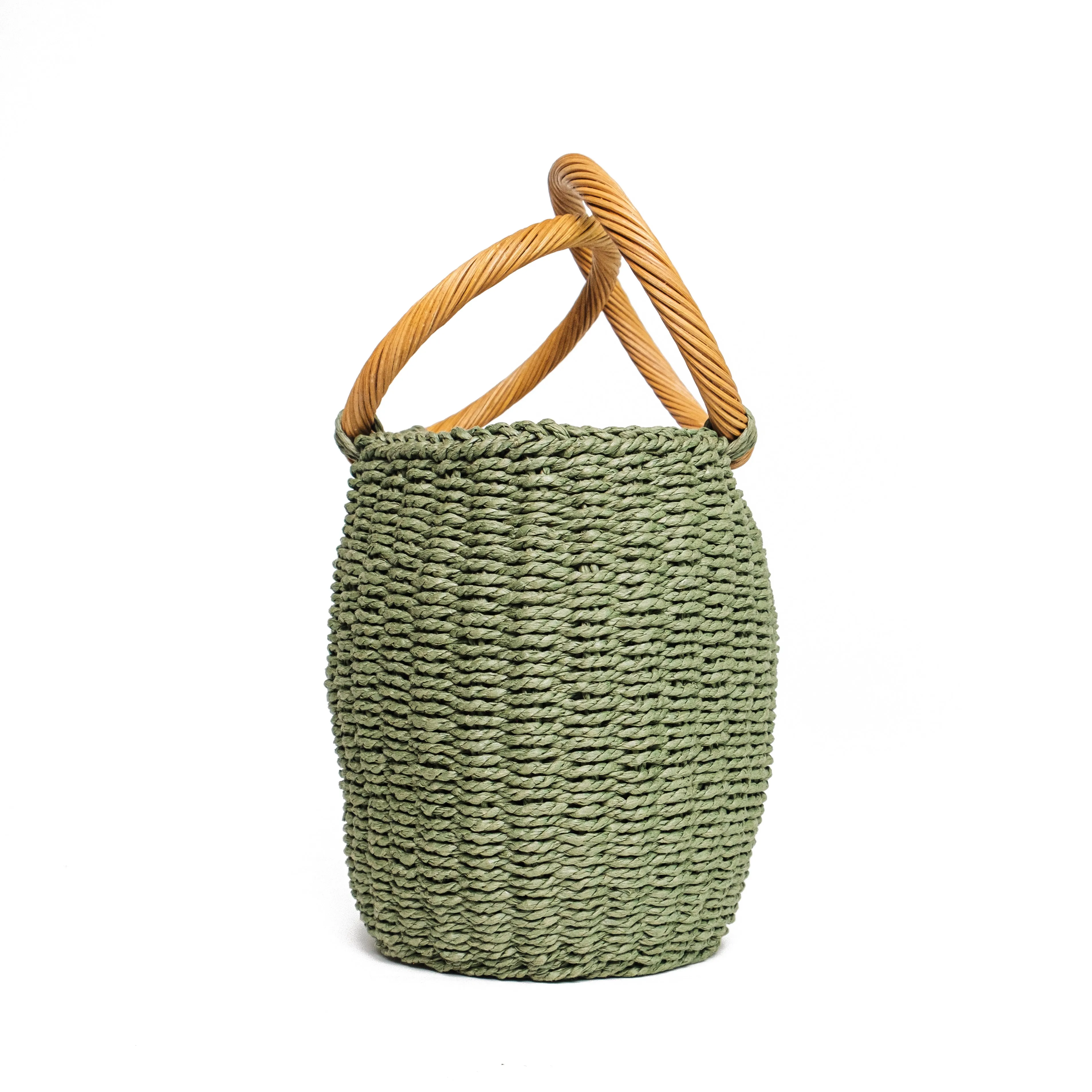 Chokore Straw Pot-shaped Bag (Green)