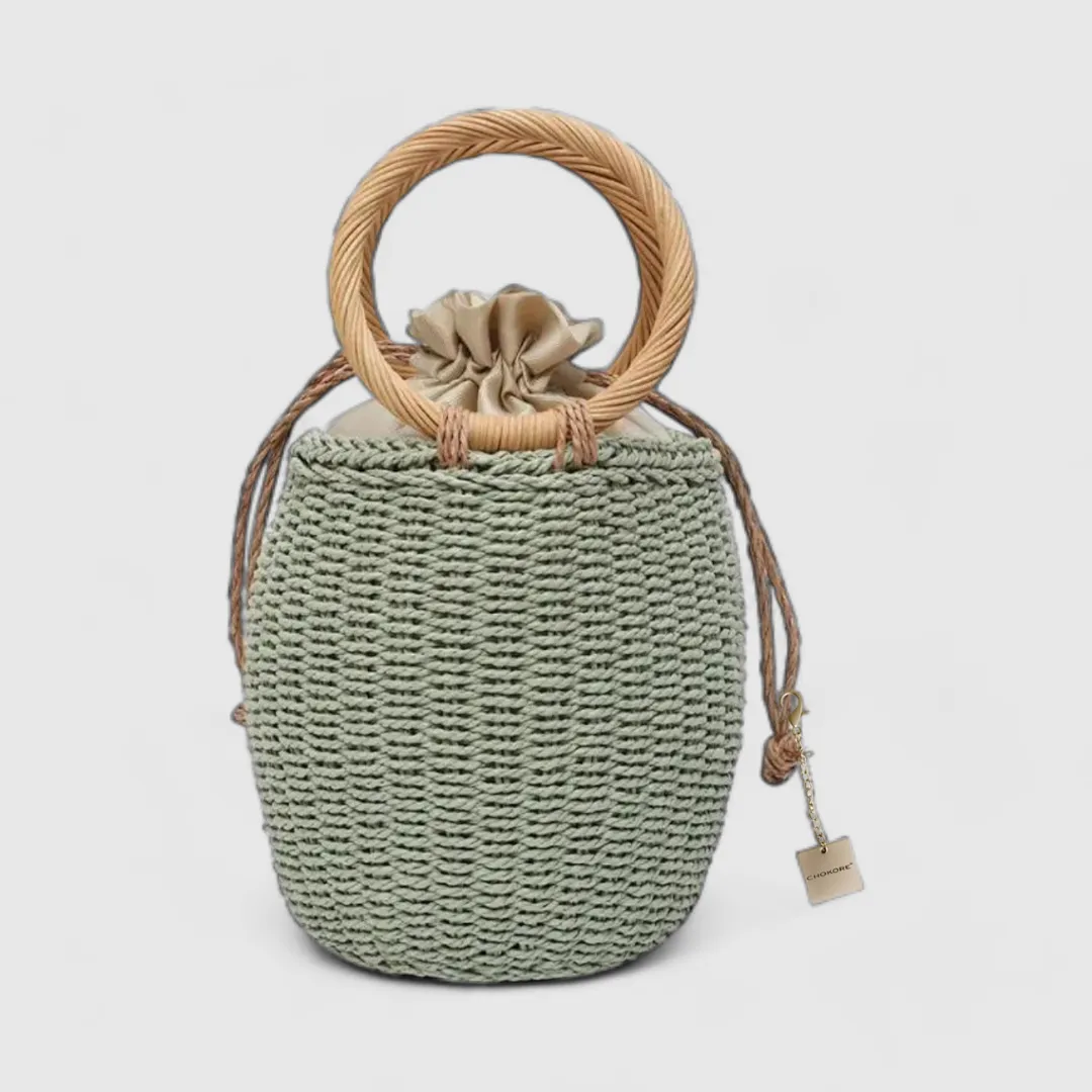 Chokore Straw Pot-shaped Bag (Green)