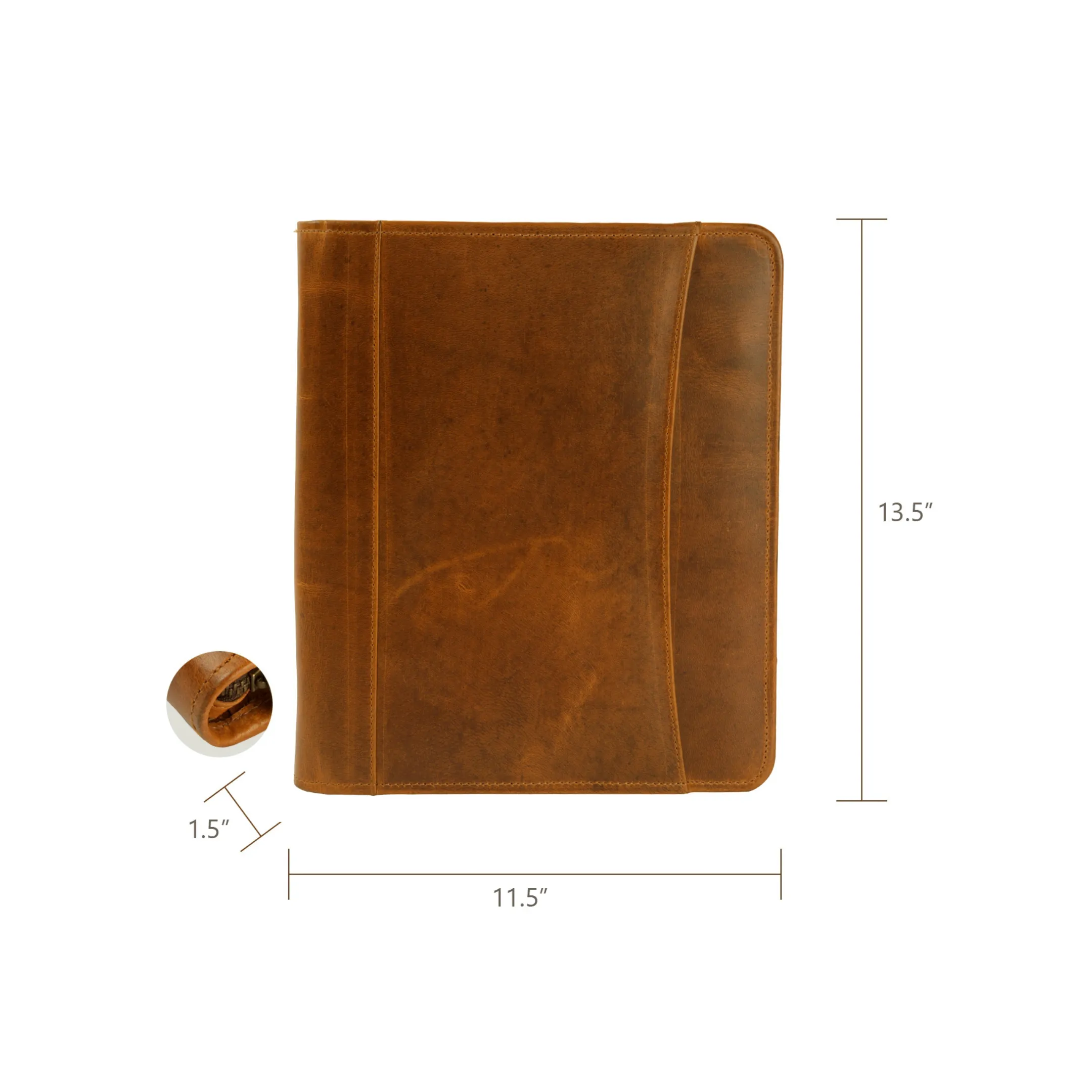 Cognac Top Grain Leather Padfolio Organiser with Large inside Pocket for iMac/Book/Tab