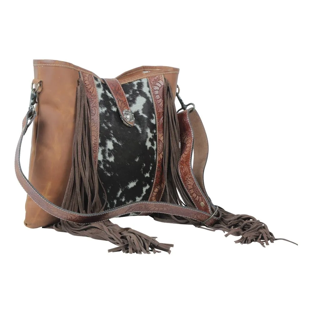 Cynosure Leather & Hairon Fringe Shoulder Bag