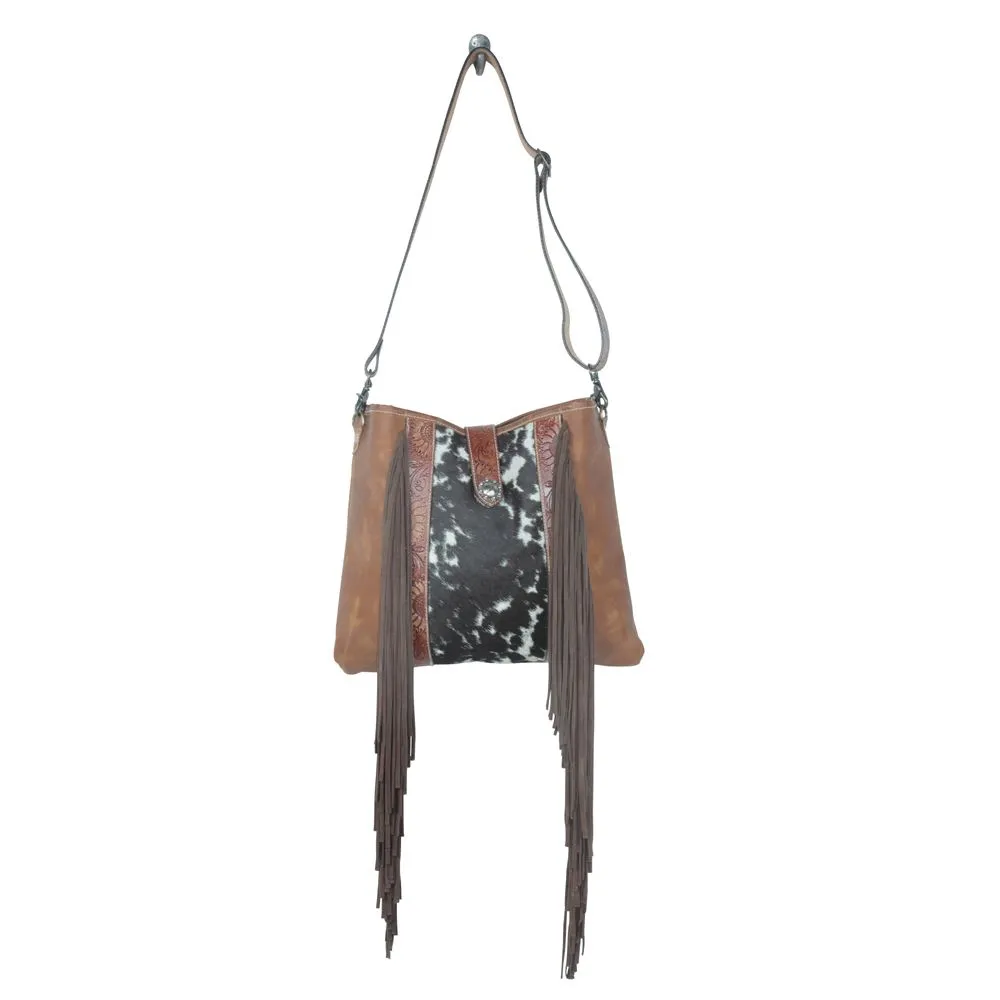 Cynosure Leather & Hairon Fringe Shoulder Bag