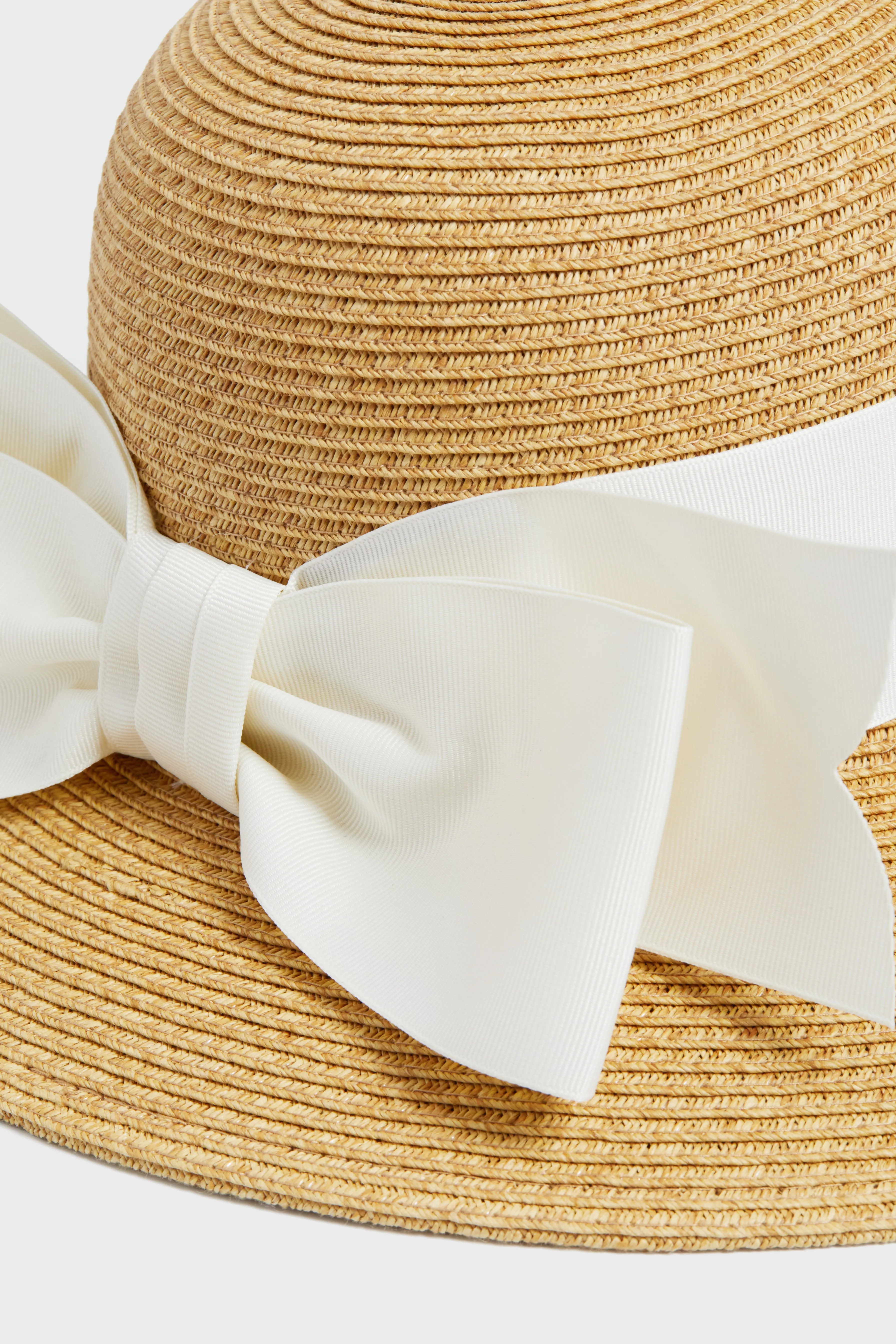 Exclusive Cream Packable Wide Bow Sunhat