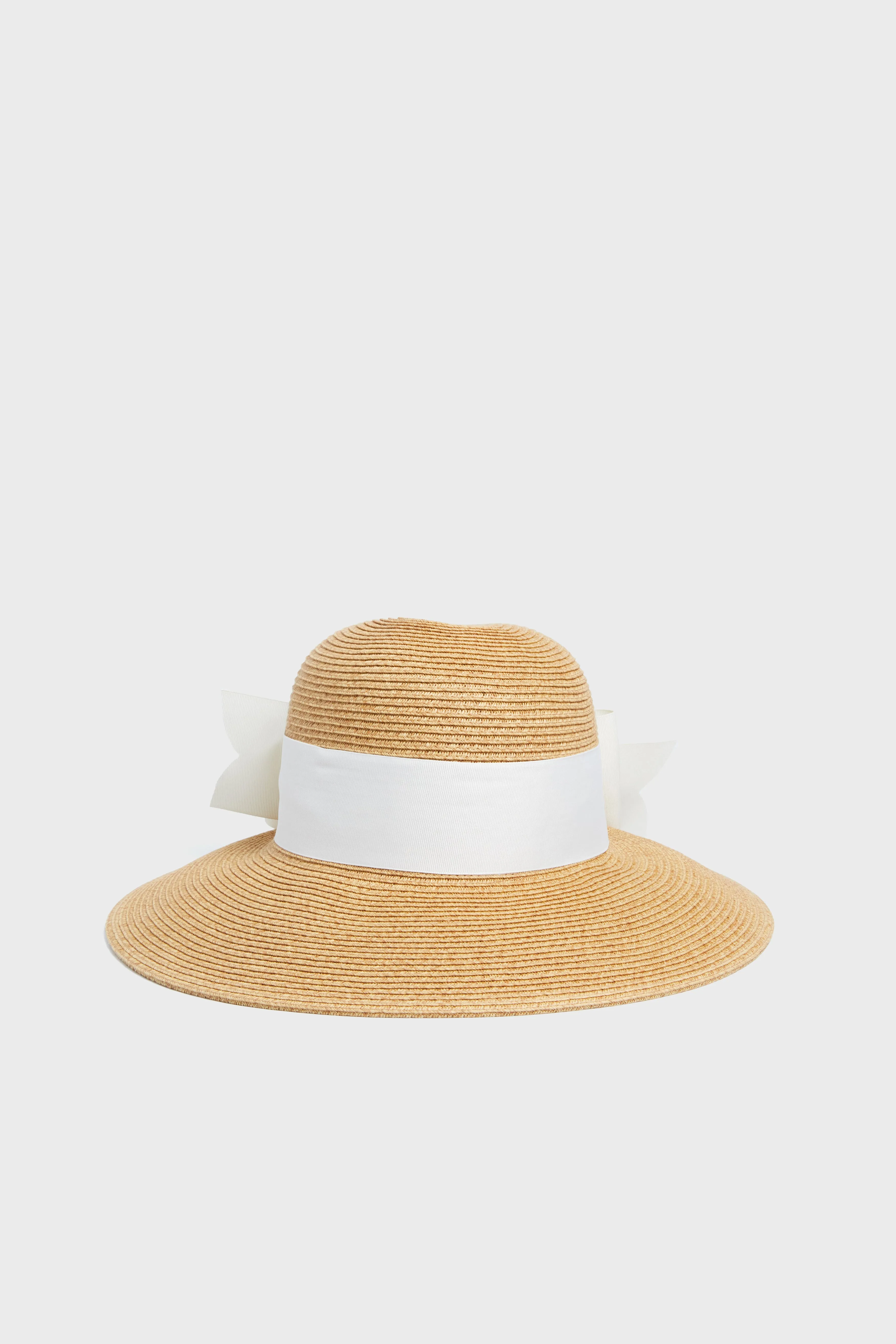 Exclusive Cream Packable Wide Bow Sunhat