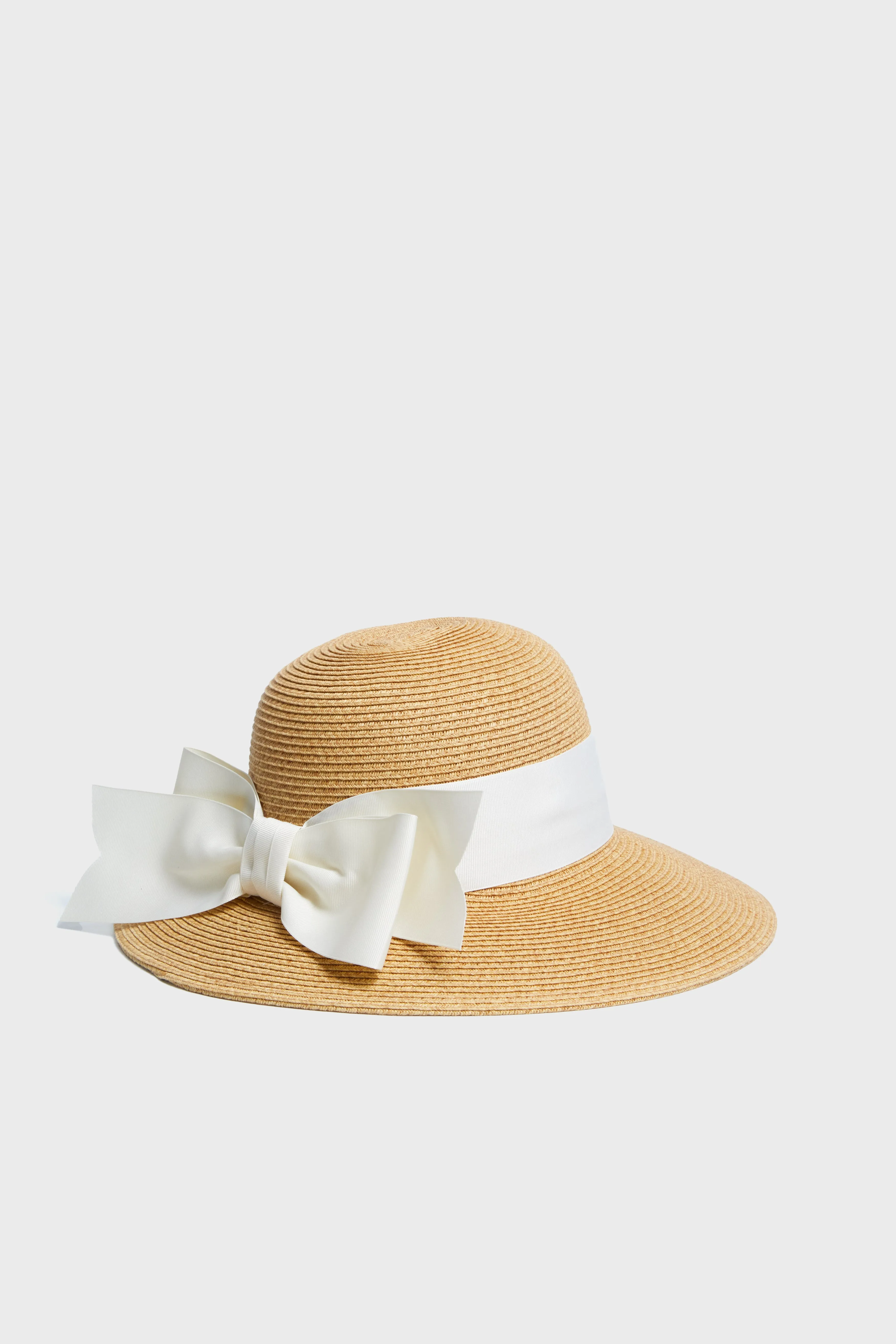 Exclusive Cream Packable Wide Bow Sunhat