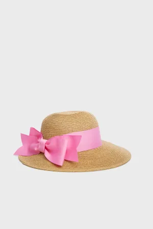 Exclusive Pink Packable Wide Bow Sunhat