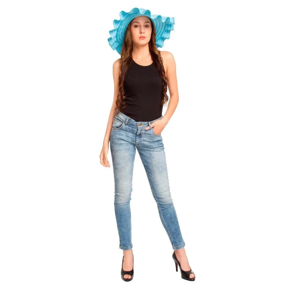 Fabseasons Blue Wavy Long Brim Sun Hat