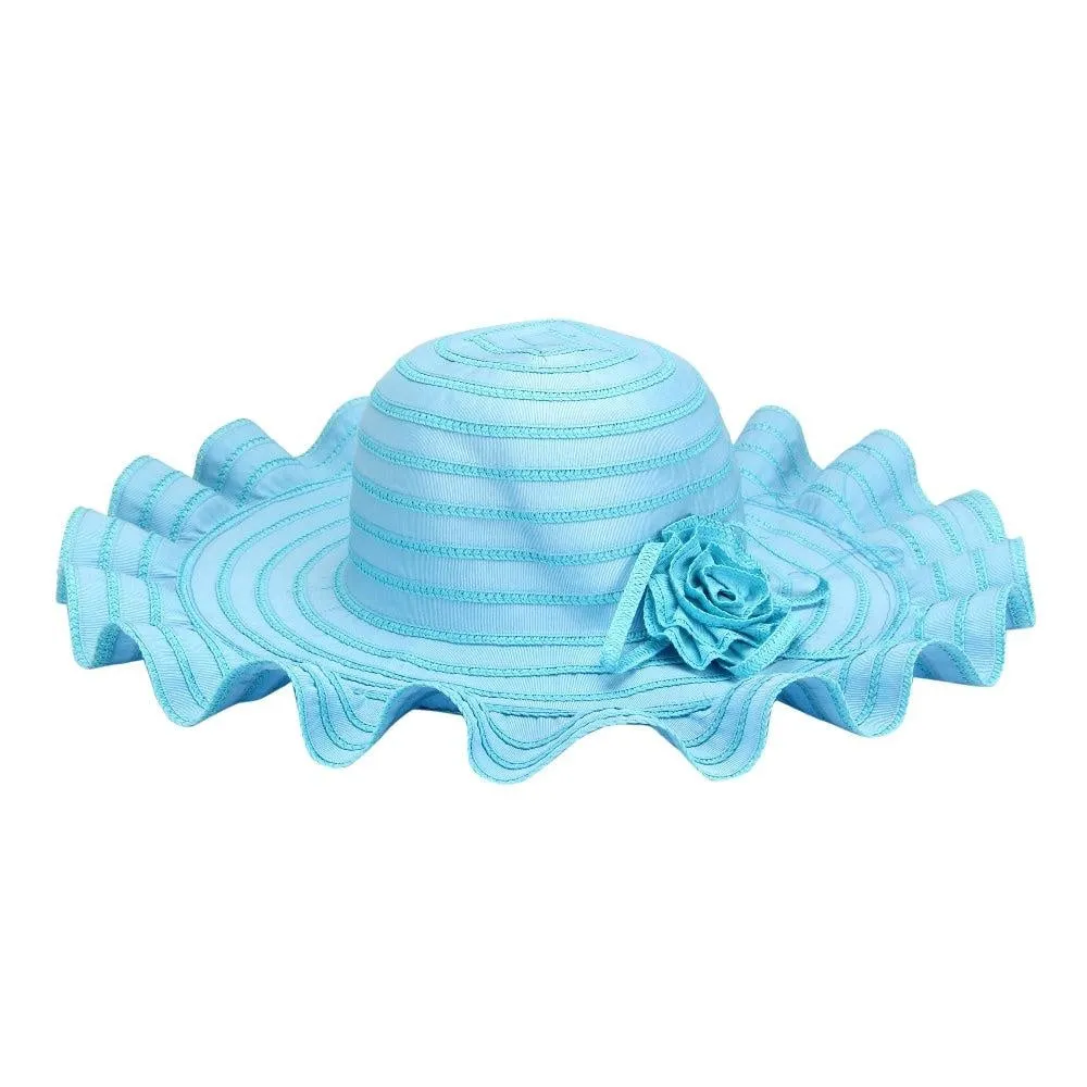 Fabseasons Blue Wavy Long Brim Sun Hat