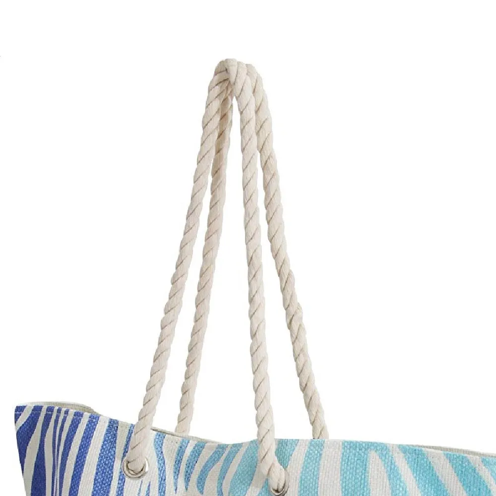 FLOSO Womens/Ladies Zebra Stripe Patterned Straw Woven Summer Handbag