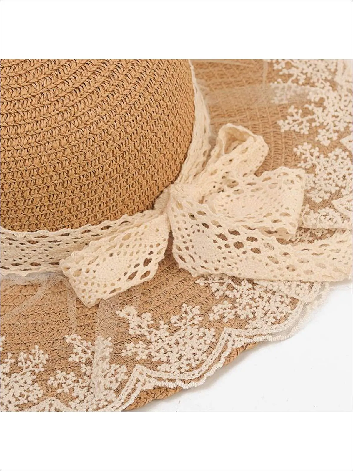 Girls Lace Brim Straw Hat