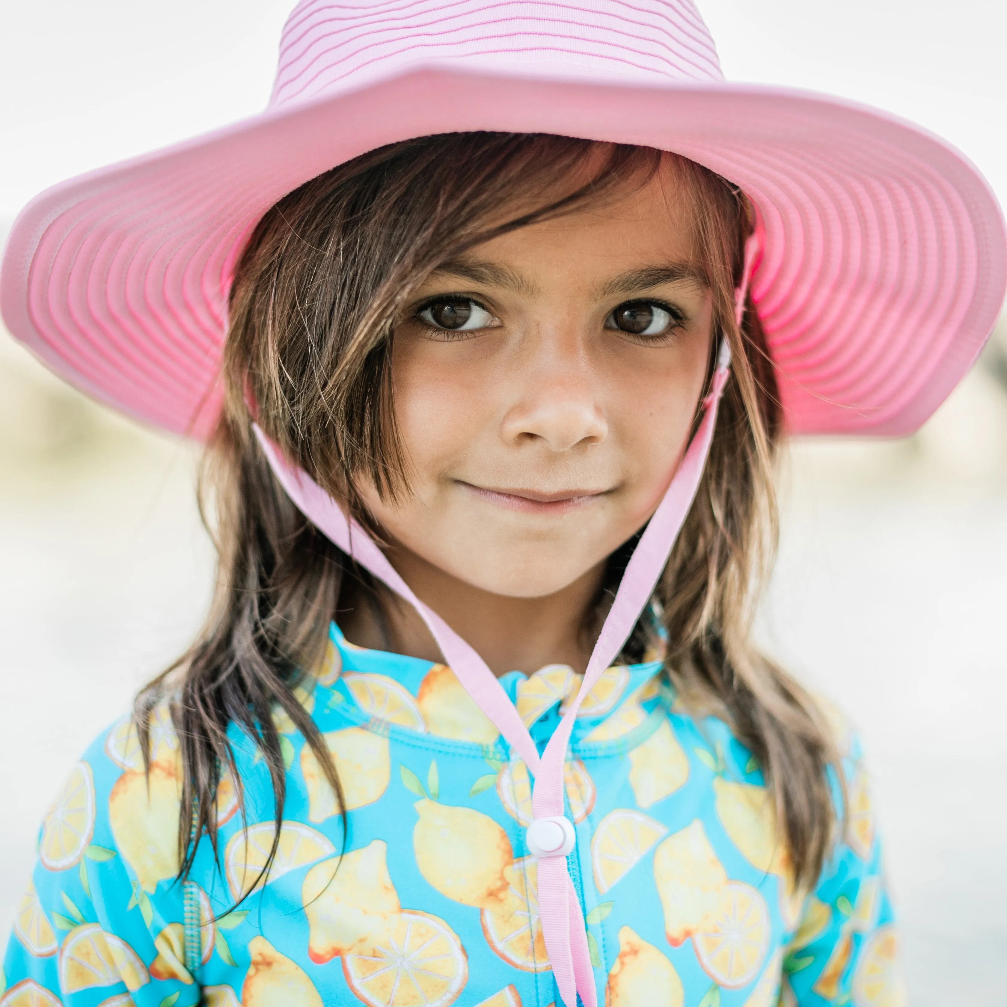 Girls Wide Brim Sun Hat - Pink