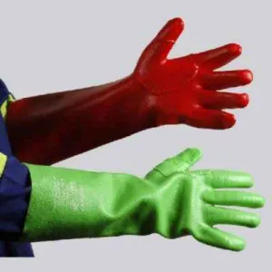 GRANGE PVC MEDIUM WEIGHT REINFORCED GLOVE - RED/GREEN 38CM