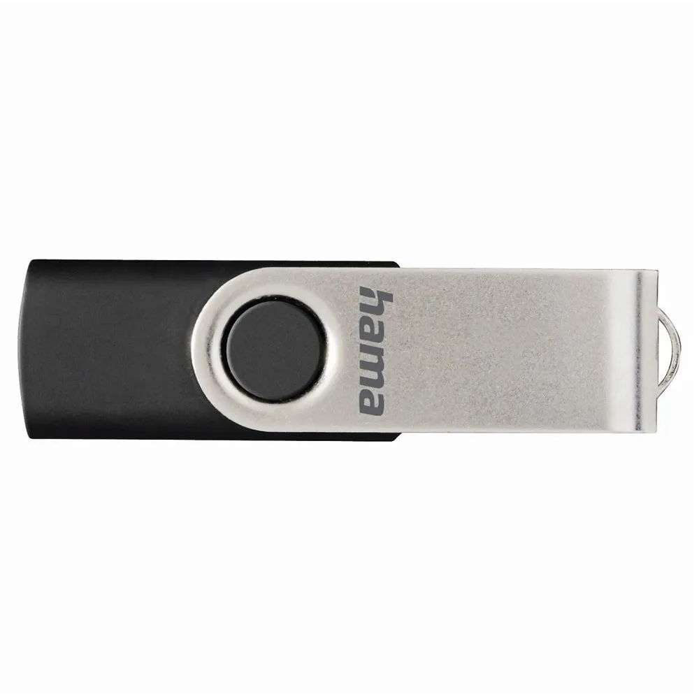 Hama Rotate USB 2.0 10MB/s 8GB USB Flash Drive - Black & Silver | 908919