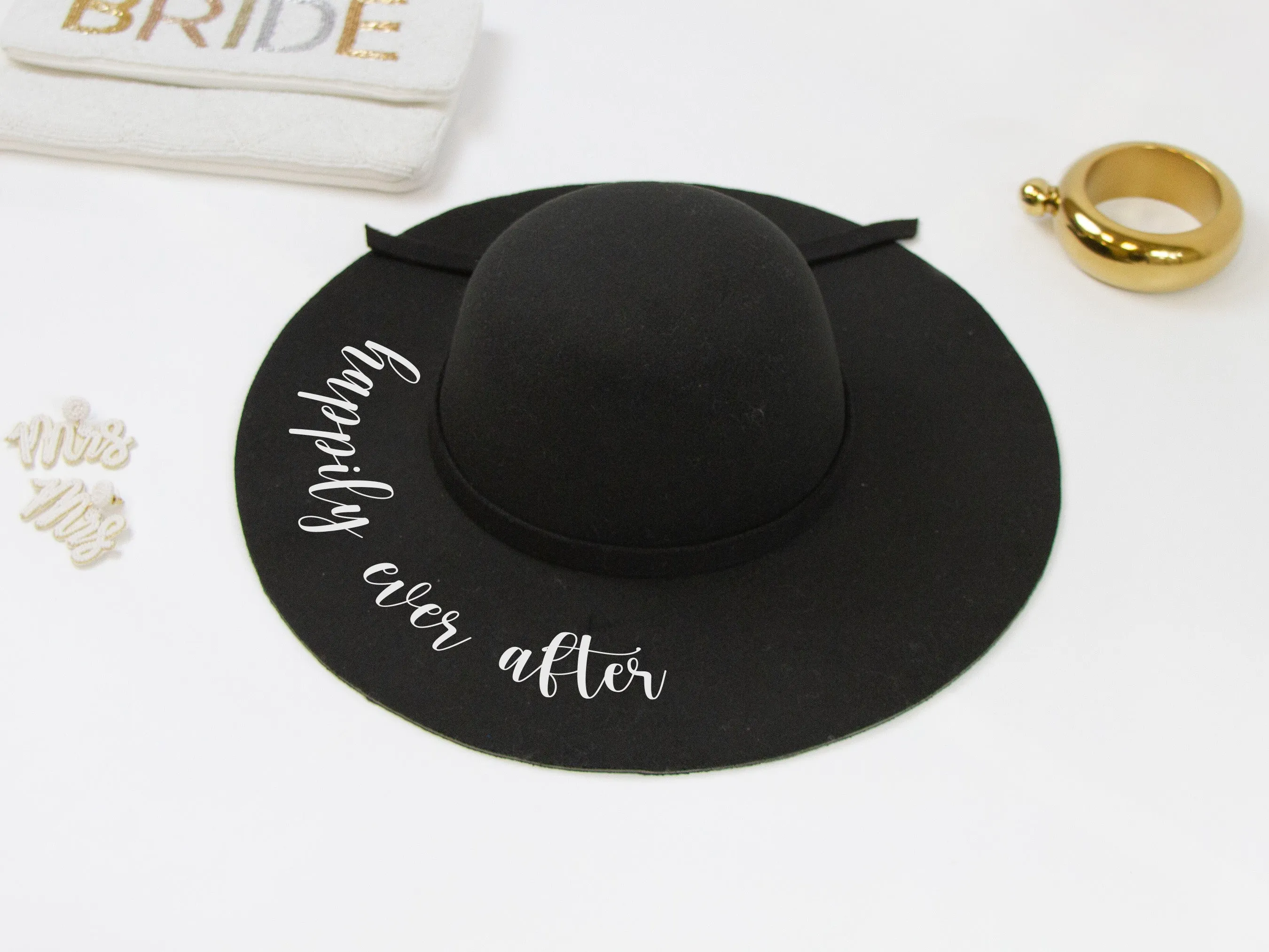 Happily Ever After Black Felt Floppy Hat