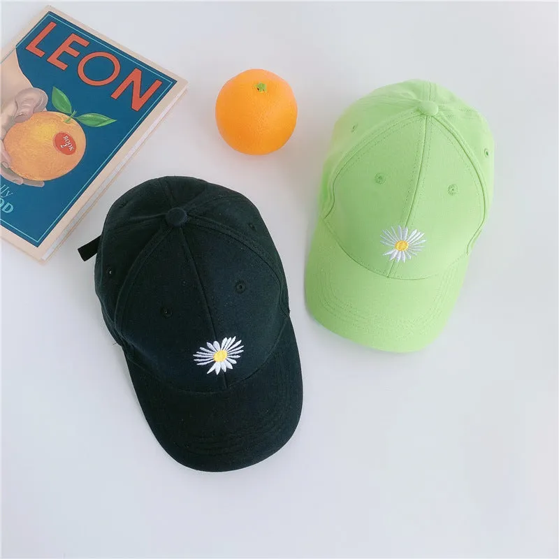 Hat 2024 new spring and summer candy color children's daisy embroidered peaked cap girls baseball cap boys trendy