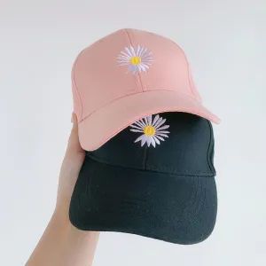 Hat 2024 new spring and summer candy color children's daisy embroidered peaked cap girls baseball cap boys trendy