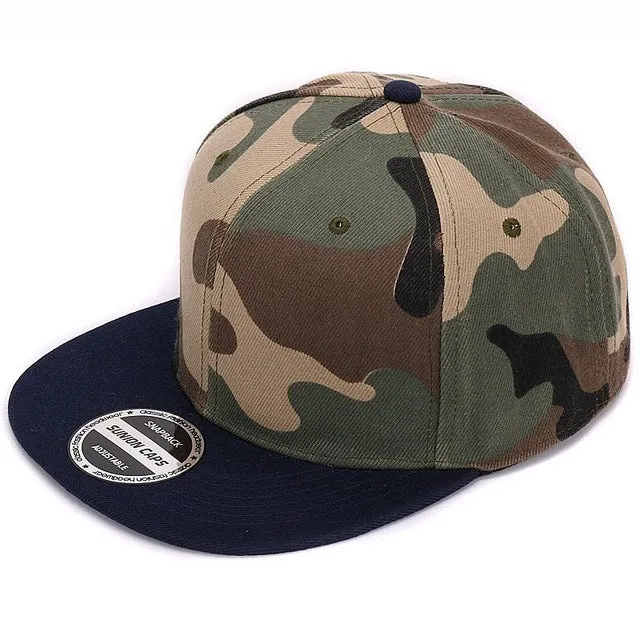 HATLANDER Camouflage snapback polyester cap blank flat camo baseball cap with no embroidery mens cap and hat for men and women