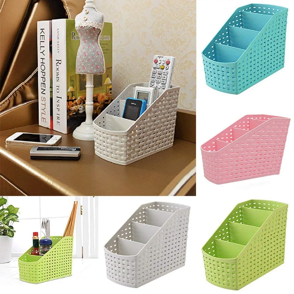 Heart Home 1 Piece Plastic Multipurpose Storage Basket for Bathroom, Kitchen, Office (Multi) - CTHH18773