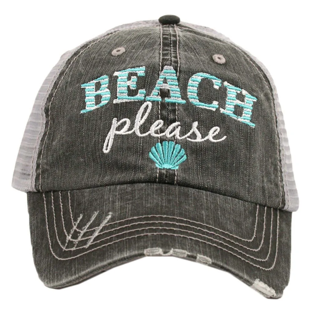 Hola beaches hats! | Womens embroidered trucker cap | Personalize | Beach hats | Cute palm trees, sunshine, waves and seashell | Girls weekend accessories.