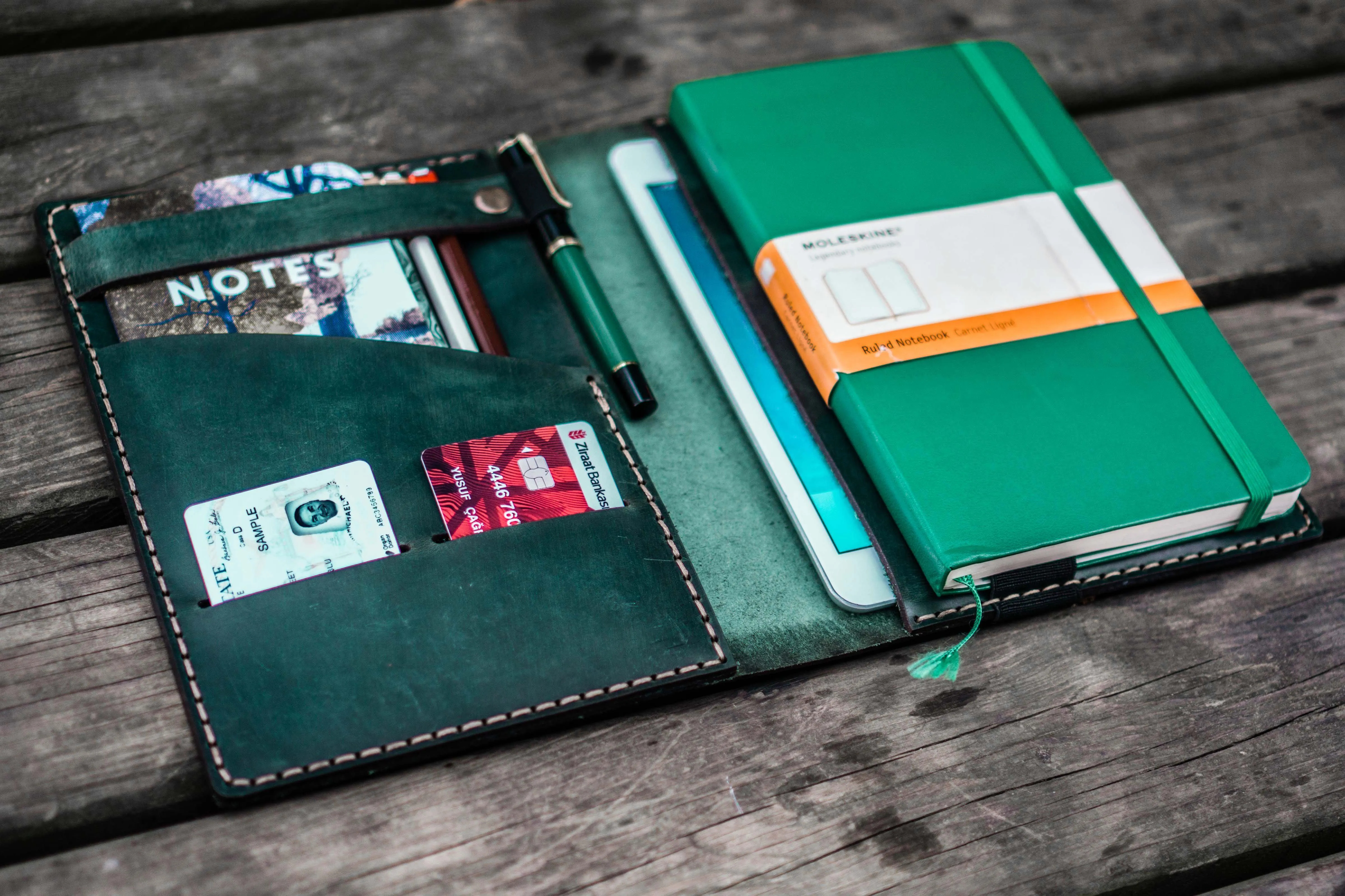 iPad Mini & Large Moleskine Cover - Crazy Horse Forest Green