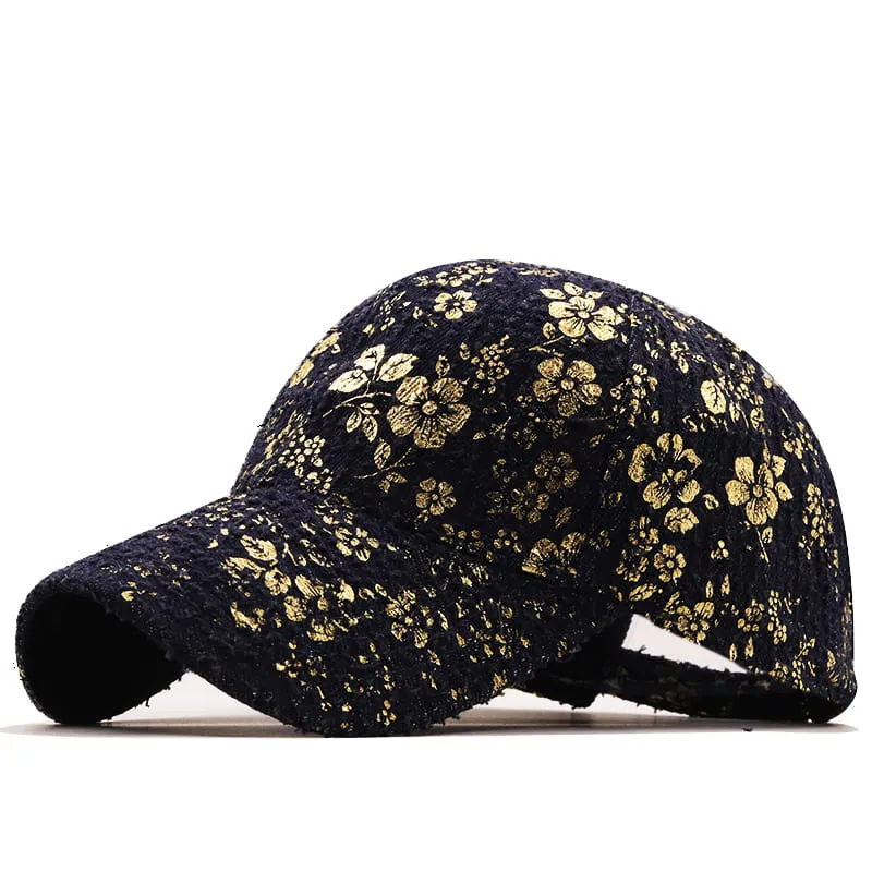 J&M Golden Floral Baseball Cap