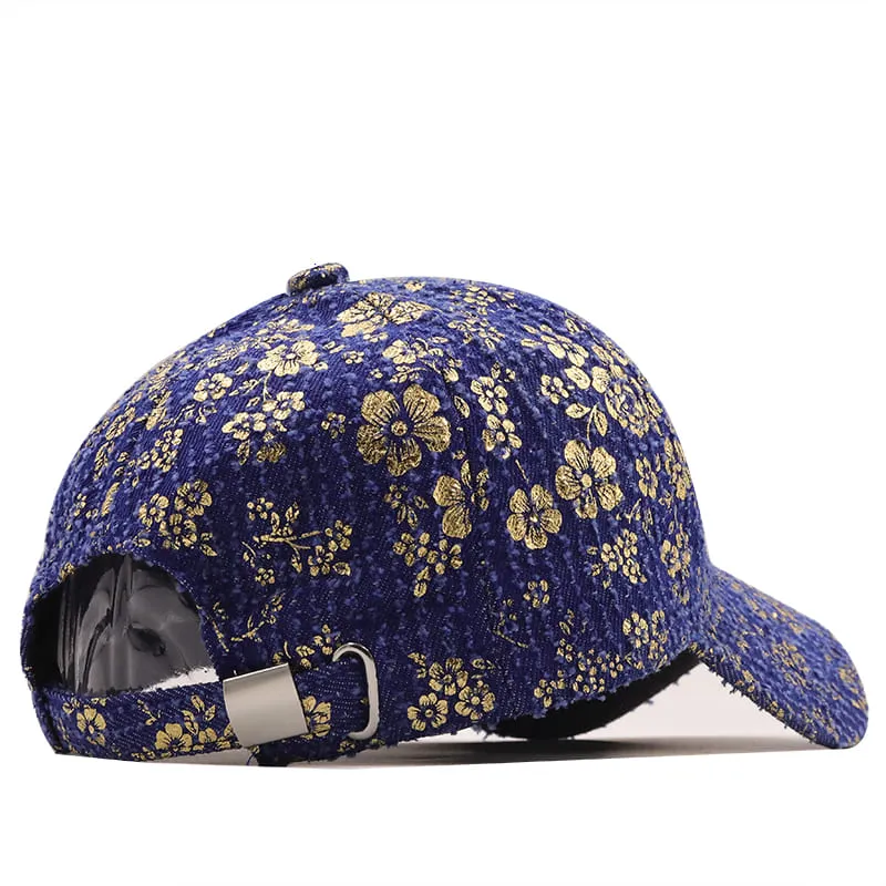 J&M Golden Floral Baseball Cap