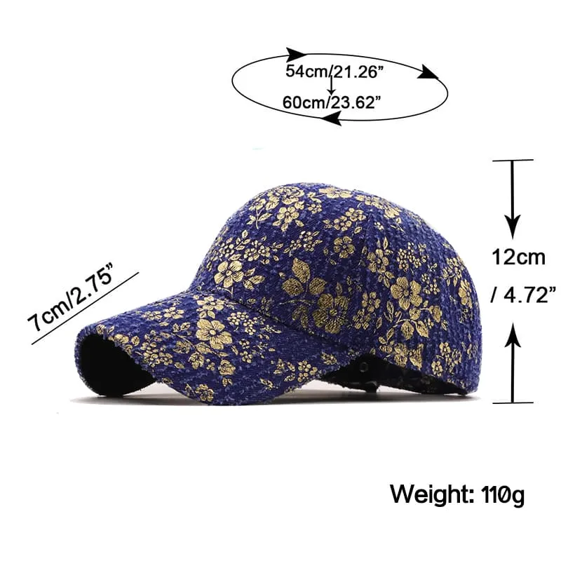 J&M Golden Floral Baseball Cap