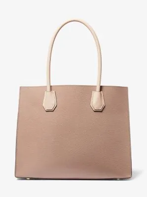 Mercer Extra-Large Two-Tone Pebbled Leather Pocket Tote Bag