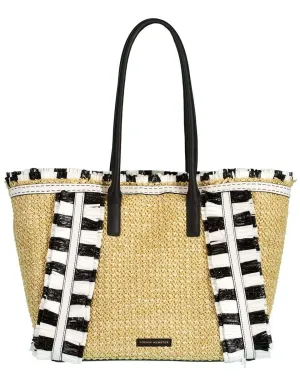 Monochrome Taya Raffia Tote