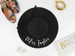 Mrs Bachelorette Black Felt Floppy Hat